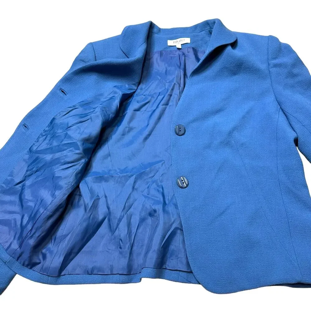 Vintage Bigio Collection Blue Wool Blazer Jacket Size 16 Classic Professional - Picture 2 of 5